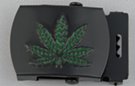 marijuana leaf nickel polish military-style buckle