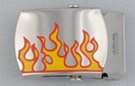 orange and yellow flames decal steel military-style buckle