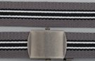 striped military web belt; charcoal and black with white