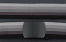military web belt; graduated grey stripes; shown with black buckle