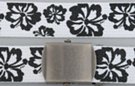 military web belt, black flower on white