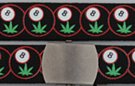 military web belt, eight ball with marijuana leaf on black