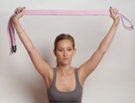 model with pink cotton yoga strap