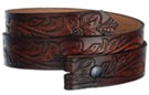 brown embossed medium wide genuine leather snap buckle belt strap
