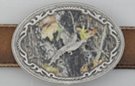 Mossy Oak ringneck pheasant oval belt buckle in pewter