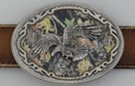 Mossy Oak eagle oval belt buckle in pewter