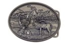 oval pewter mountain scene belt buckle