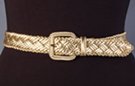 narrow gold pleather basket weave braid belt
