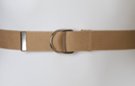 narrow khaki D-ring canvas belt