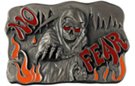 orange and red grim reaper western belt buckle