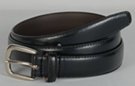 mens leather dress belt, oil tan finish with oblong nickel polish buckle