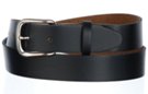 medium width top grain oil tan black leather belt with snap-off buckle