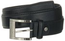 ostrich embossed wide black leather belt with square nickel buckle