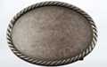 oval pewter western belt buckle with rope edge