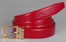 red patent leather dress belt with gold or nickel buckle