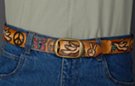 solid cowhide painted leather belts, peace signs