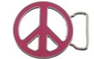 fuchsia enameled die-cast peace sign belt buckle