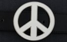 white enameled die-cast peace sign belt buckle