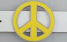 yellow enameled die-cast peace sign belt buckle