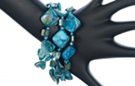 blue elastic triple beach pebble bracelet