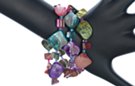 multi-color elastic triple beach pebble bracelet