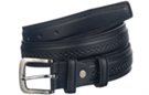 medium wide black leather pebble pit dress belt with nickel polish buckle
