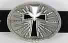 oval western belt buckle, Holy Spirit over Christian cross