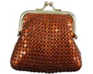 tiny orange metal mesh coin purse