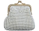 tiny white metal mesh coin purse