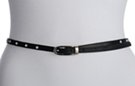 petite black leather belt with rhinestones