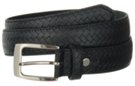 herringbone embossed casual leather belt with nickel buckle