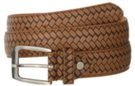 herringbone embossed casual leather belt with nickel buckle