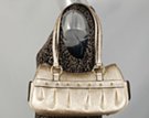 swayback pleated east-west handbag with brass knobs