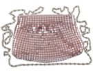 petite pink metallic plate mesh purse with cross body chain