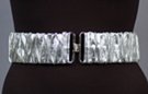 shiny crinkled synthetic leather stretch belt with anchor latch buckle