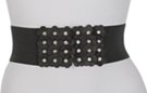 gray high waist stretch belt with rhinestone plum flowers