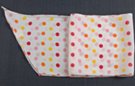 chiffon belt scarf with orange, pink and yellow dots on white field