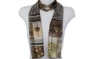 forest leaf print on gray satin and sheer belt scarf
