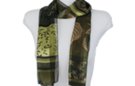 forest leaf print on cypress green satin and sheer belt scarf