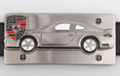 Porsche emblem and race car silhouette on belt buckle