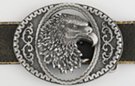 eagle head cut-out in oval portrait frame belt buckle