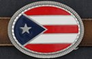 Puerto Rican flag in oval belt buckle