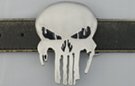 black and chrome Punisher belt buckle