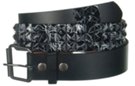 black and white Jackson Pollock solid pyramid stud belt with roller buckle
