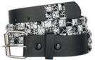 black and white checkered Pollock solid pyramid stud belt with roller buckle