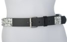white Pollock painted pyramid stud belt with roller buckle