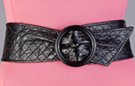 black quilted vinyl cinch belt with circle buckle