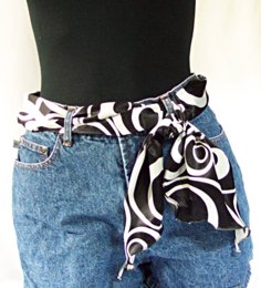 raindrop ripple scarf worn as belt