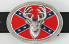 oval belt buckle, buck over rebel flag