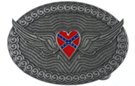 western belt buckle with rebel heart on wings